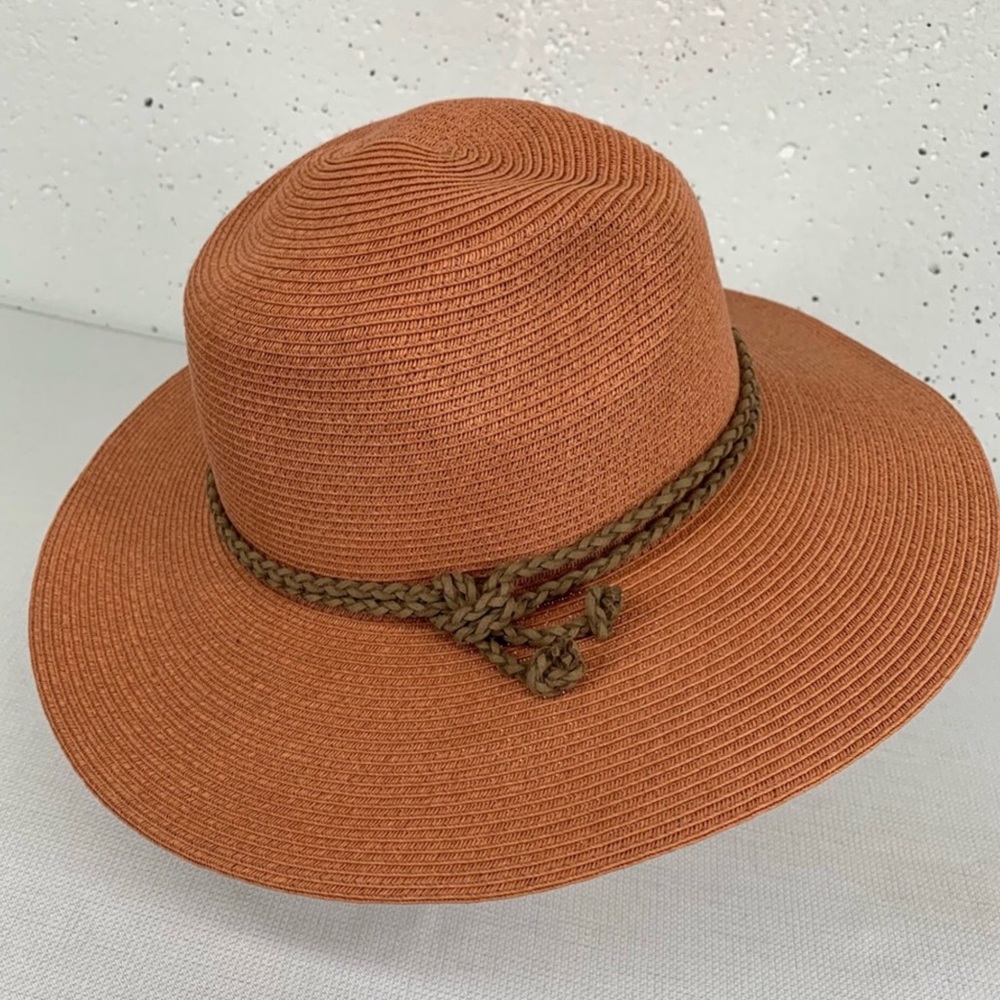 Hat Attack Copper / Peach Floppy Straw Hat - image 3